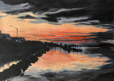 Sunset, Roosevelt Inlet, 2020, 18.5x 25.25 inches