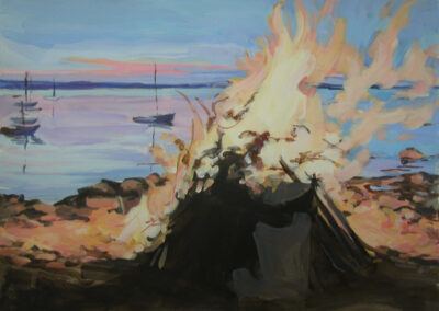 Bayside Bonfire, July 4, 2009, 16.25x 21 inches