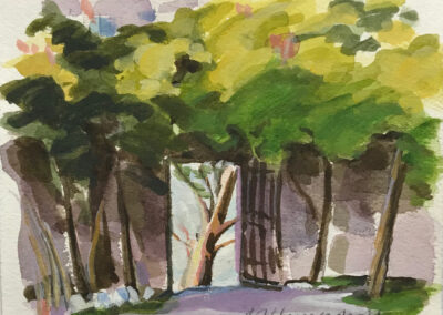 Painting titled "Italian Garden Wall," Watercolor, 4.75x 6.25 in, 2021