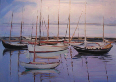 Sailboats at Dawn, 2009, 26.5x 26.5 inches