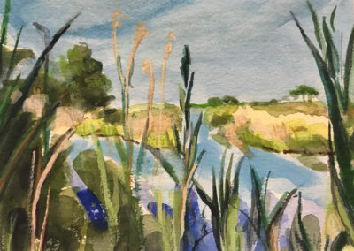 Painting titled Gordon Pond View, Watercolor, 4.25 x 6 in, 2021