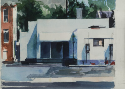 Empty Gas_Station, watercolor paper, 8 3/4" x 10 3/4", 1990