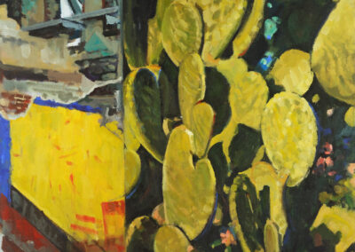 Cactus Split Yellow Green, acrylic on canvas, 27" x 30 1/2" 2000s