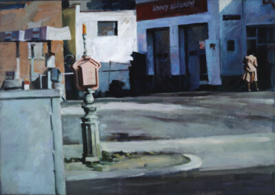 Call Box & Figure, acrylic on canvas, 30" x 42 1/2", 1999