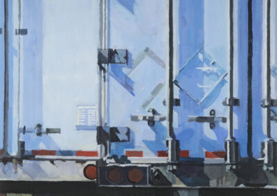 Stripe Homage (Blue), acrylic on canvas, 22" x 25", 2014