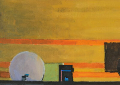 Bee Bee Rooftop, acrylic on canvas, 10 1/2" x 29" 2013