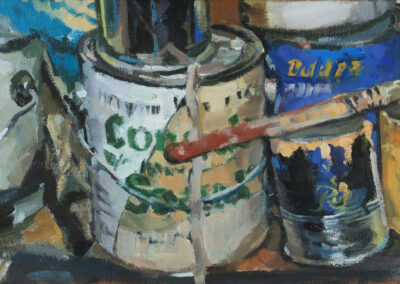 Paint Cans & Brush, acrylic on Canvas, 12 1/2" x 21 1/2", 2000