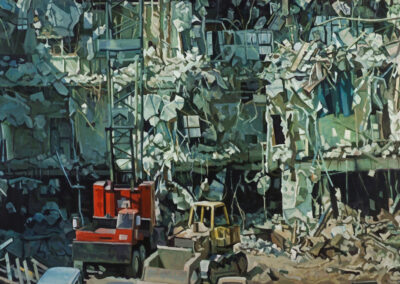 Hennage Demolition, acrylic on canvas, 42 x 69 in, 1984