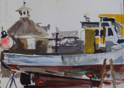 Vineyard Haven Boatyard, watercolor on paper, 9" x 12"