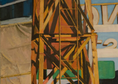 Irish Eyes, Orange Tower (split), acrylic on canvas, 27 1/2" x 30 1/4", 2011