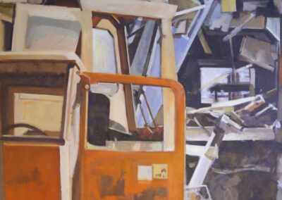 Orange Cab and Demolition Split, acrylic on canvas, 30 1/2" x 38". Private Collection.