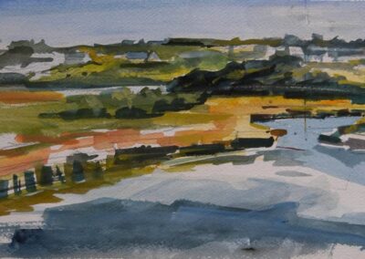 Salt Pond View, watercolor on paper, 6 3/4" x 12"