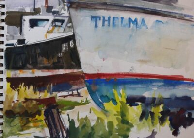 Thelma Dale, watercolor on paper in sketch book, 11" x 13 1/2"