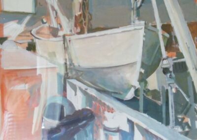 Upper Deck, Ferry, acrylic on paper, 26 1/4" x 34"Private Collection