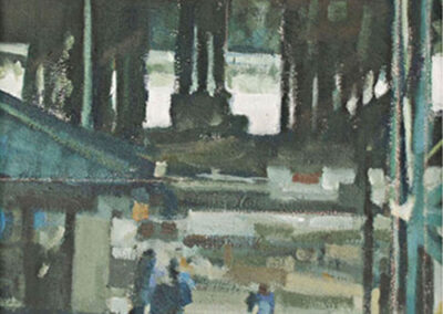 Whitby Island Ferry Terminal Dock, acrylic on canvas, 12" x 11", 2009, Private Collection