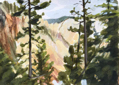 painting titled Yellowstone Park, Watercolor/Gouache, 4.75x 6.25 in, 2022