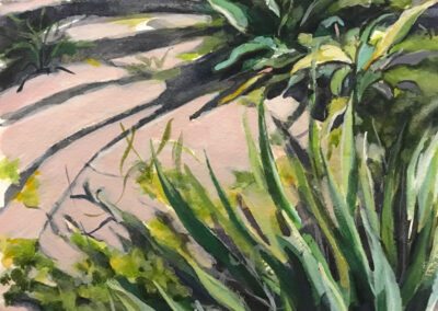 Painting titled Yucca Among the Dunes, Watercolor/Gouache, 7.5x 7.75 in, 2022