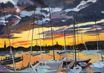 Chesapeake Annapolis Sunset, Acrylic on Paper, 19.75x 32 in, 2023