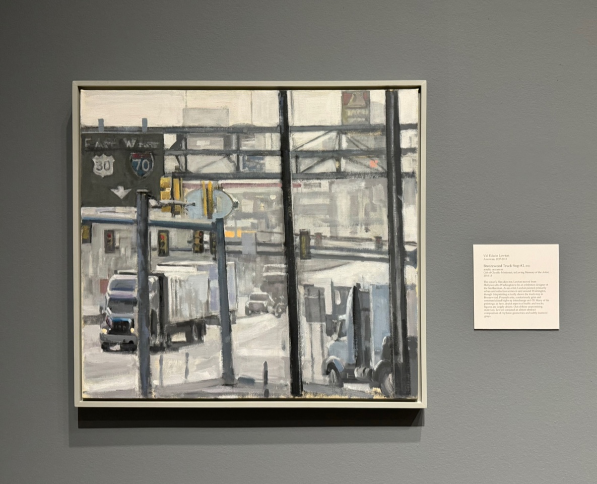 Val Lewton’s “Breezewood Truck Stop #2”, Arranged: Recent Acquisitions of Modern and Contemporary Paintings, May 17- September 1, 2024, Ackland Art Museum, The University of North Carolina at Chapel Hill.